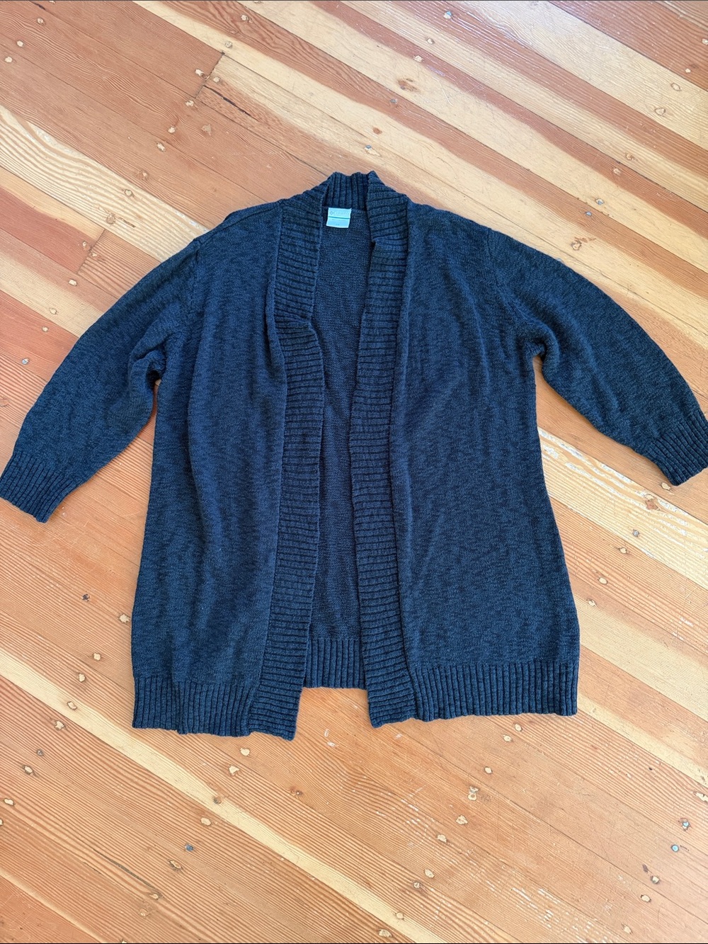 Columbia 3/4 Sleeve Black Lightweight Open Cardigan 2X